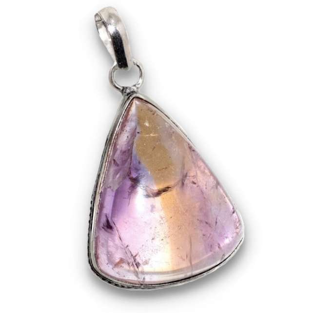 Natural Ametrine Pear Shape Gemstone set in .925 Sterling Silver Plated Handmade Pendant