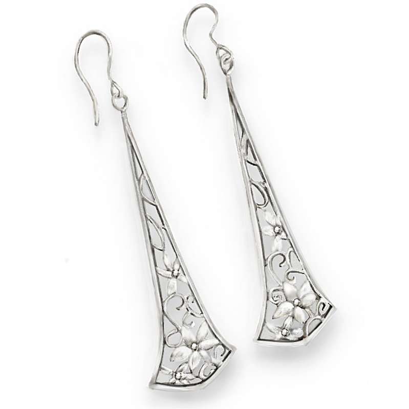 Designer Made Filigree Floral in Solid .925 Sterling Silver Long Earrings