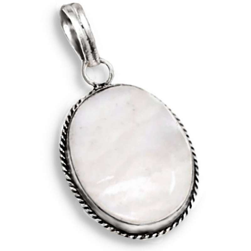 Natural Creamy Mother of Pearl set in .925 Sterling Silver Plated Handmade Pendant