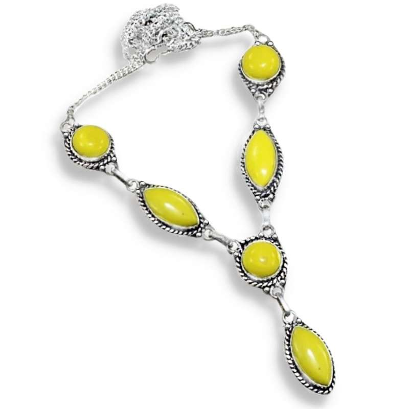 Yellow Agate Mixed Shape Gemstones set in  925 Sterling Silver Plated Handmade