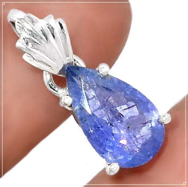 Natural Unheated Tanzanite Pear Shape Gemstone set in Solid .925 Sterling Silver Dainty Pendant