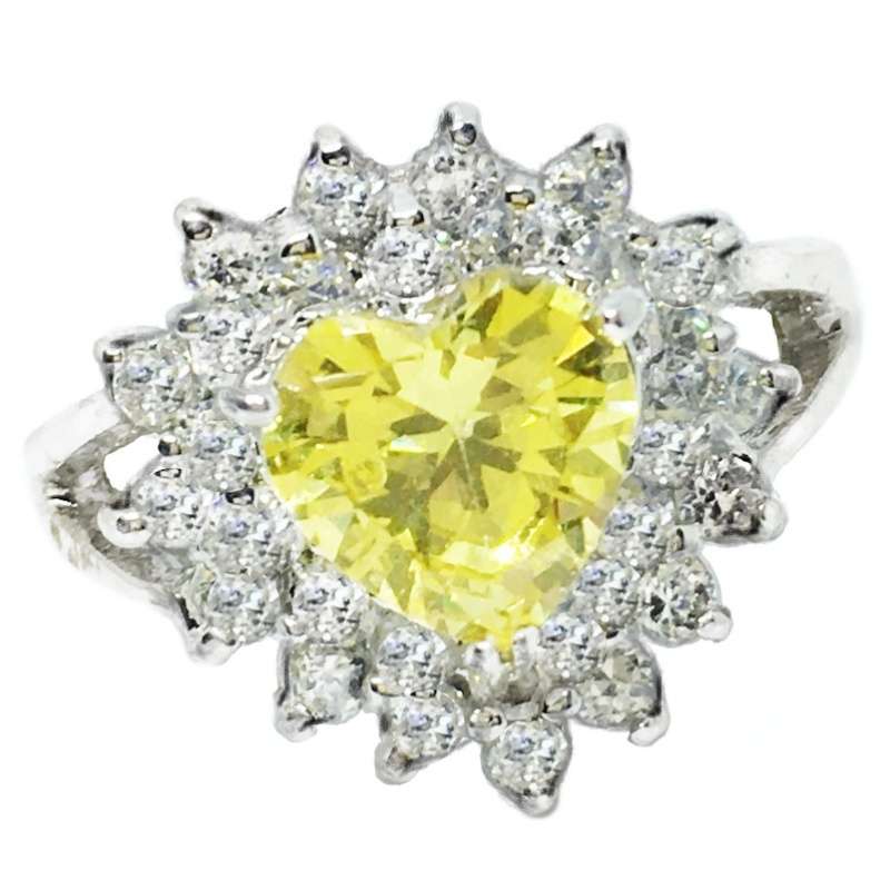 5.58 cts Natural Lemon Citrine Set in Solid .925 Sterling Silver Ring Size US 8 / UK Q