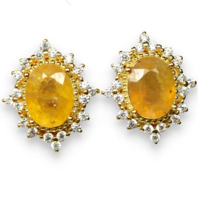 Natural Oval Yellow Sapphire in Solid 925 Sterling Silver 14K White Gold Necklace