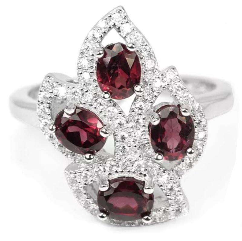 8mm Top Natural  Unheated Rhodolite Garnet, Cubic Zirconia Solid .925 Sterling Silver Earrings