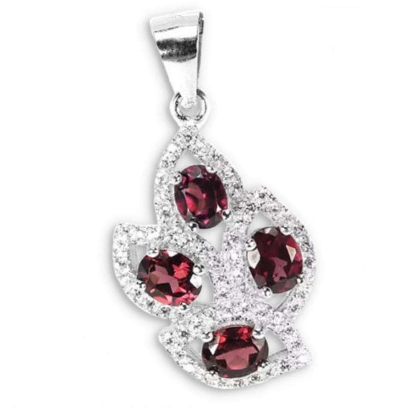 8mm Top Natural  Unheated Rhodolite Garnet, Cubic Zirconia Solid .925 Sterling Silver Earrings
