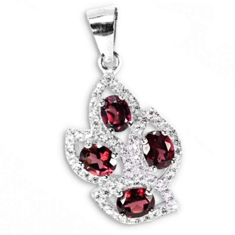 Top Natural Unheated Rhodolite Garnet, Cubic Zirconia Solid .925 Sterling Silver Ring US 7.25