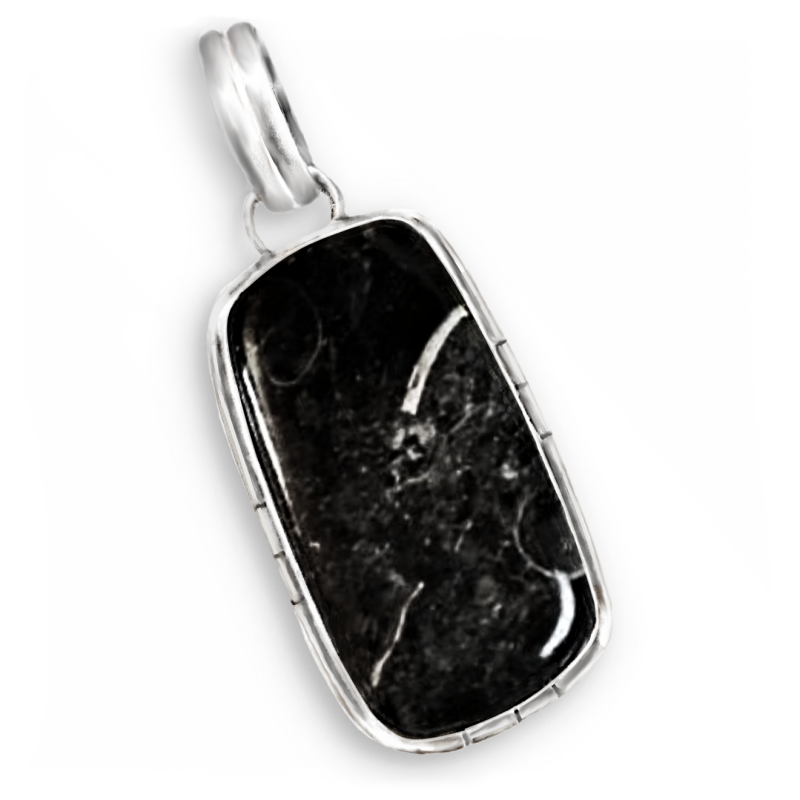 Natural African Kambaba Jasper Rectangle Gemstone set in  .925 Sterling Silver Plated Earrings