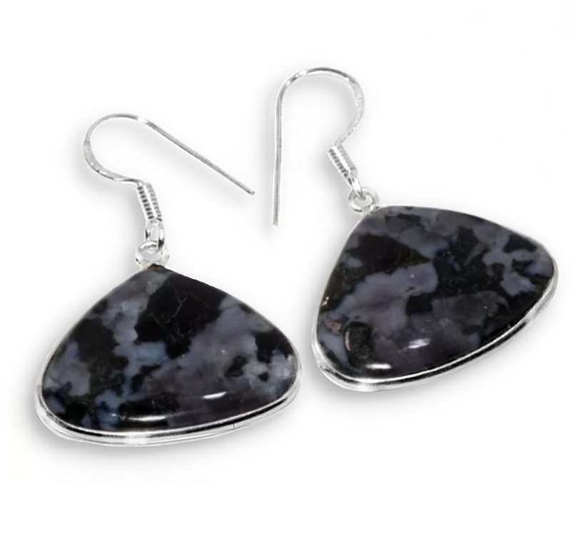 Natural Indigo Gabbro set in .925 Sterling Silver Plated Handmade Earrings