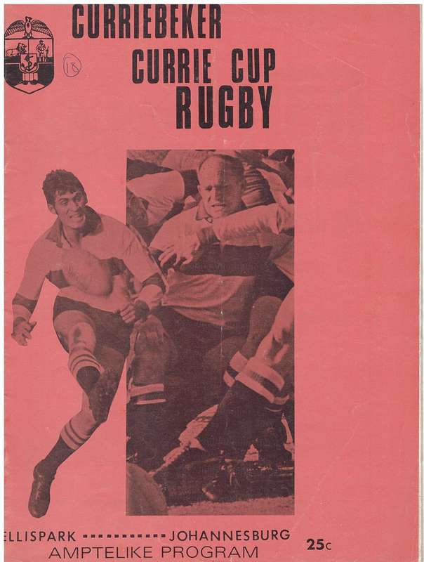 Rugby Programme Transvaal vs WP 1972