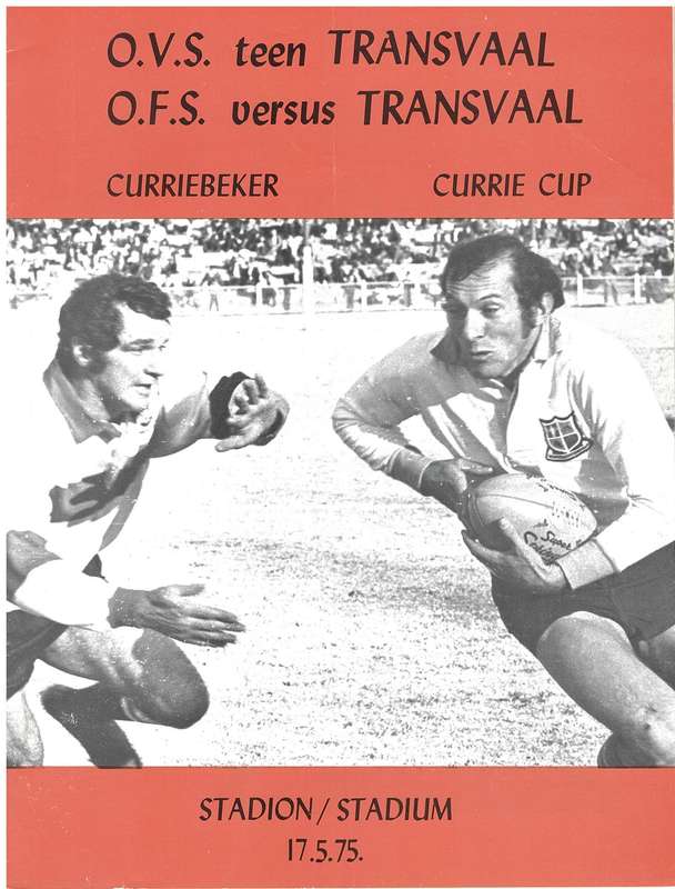 Rugby Programme Free State vs Tvl Bloemfontein 1975