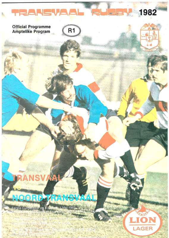 Rugby Programme Tvl vs N Tvl 1992