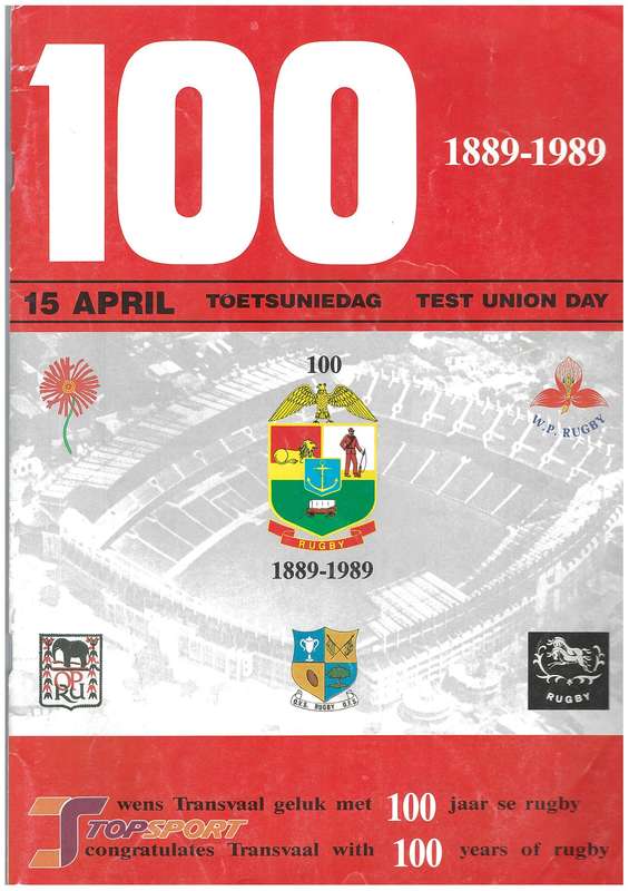 Rugby Programme Test Union Day 1989