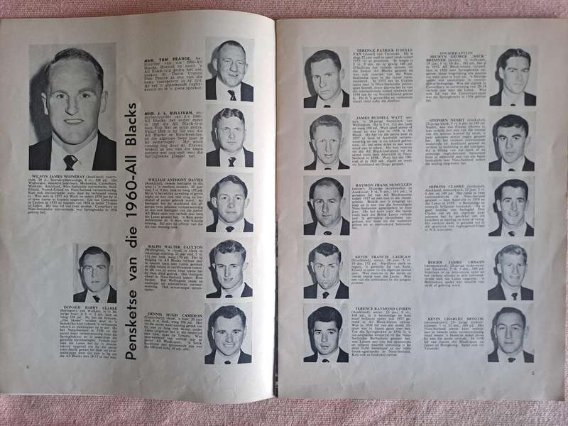 Rugby pre-tour brochure. 1960 All Blacks to South Africa 32pp