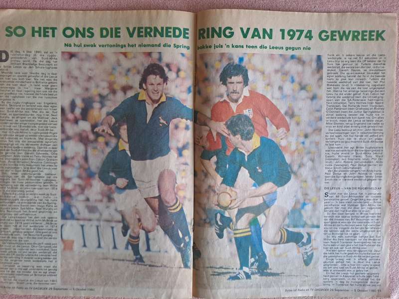 Rugby post-tour brochure. 1980 British & Irish Lions to SA 16 pp Insert to Radio & TV Dagboek