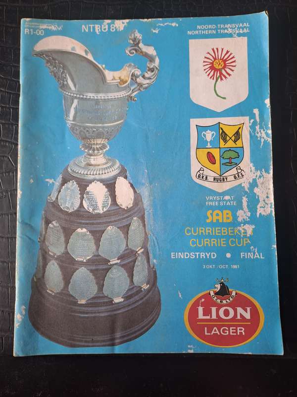 Rugby programme NTvl v OFS 3 Oct 1981 Currie Cup Final Loftus Some surface loss to front cover