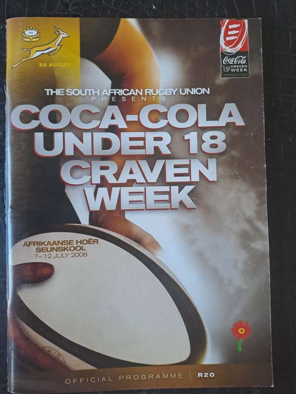 Rugby programme u.18 Craven Week 2008 Afrikaans H. Seunskool, Pretoria