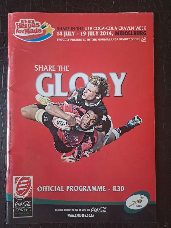 Rugby programme u.18 Craven Week -- Middelburg THS, Middelburg