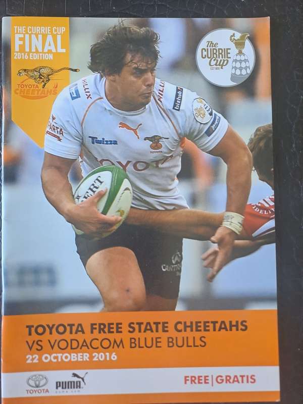Rugby programme Cheetahs v Blue Bulls 22 Oct 2016 CURRIE CUP FINAL Bloemfontein