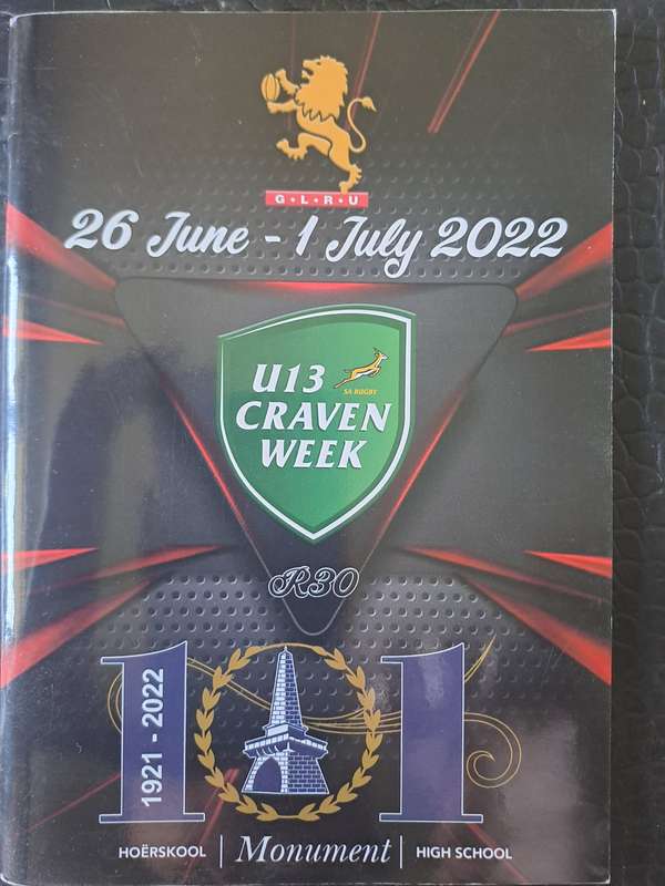 Rugby programme u.13 Craven Week 2022 HS Monument, Krugersdorp