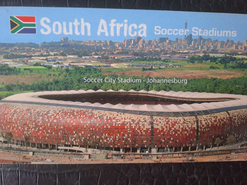 Rugby/soccer stadiums -- Two sets of postcards (joined) depicting SA sport stadiums