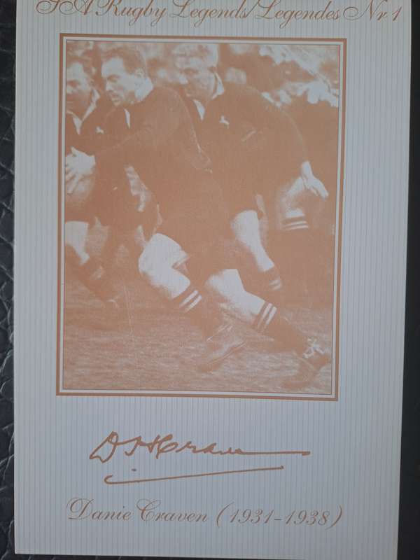 Rugby post cards. Unused. 8 X Springbok legends in sepia. Details: see below