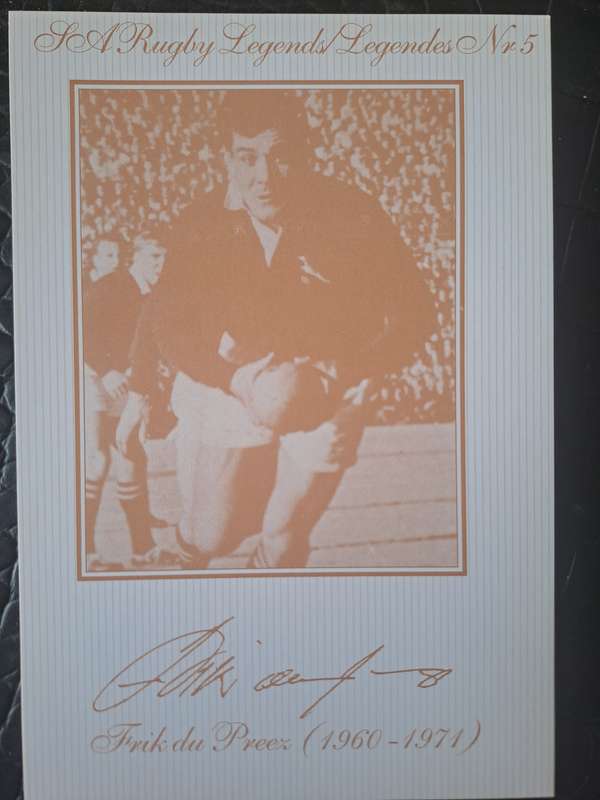 Rugby post cards. Unused. 8 X Springbok legends in sepia. Details: see below