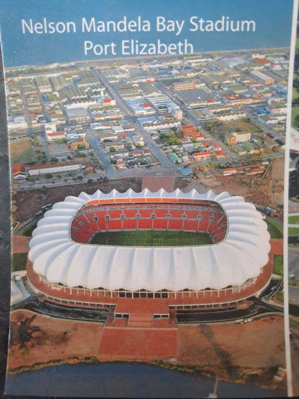 Rugby/soccer stadiums -- Two sets of postcards (joined) depicting SA sport stadiums