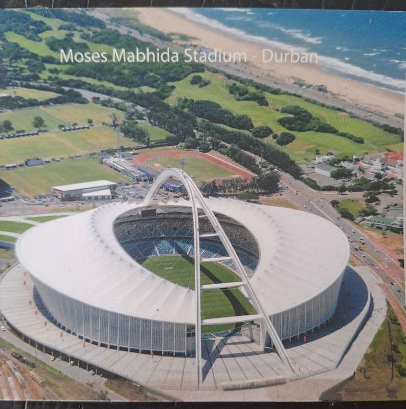 Rugby/soccer stadiums -- Two sets of postcards (joined) depicting SA sport stadiums