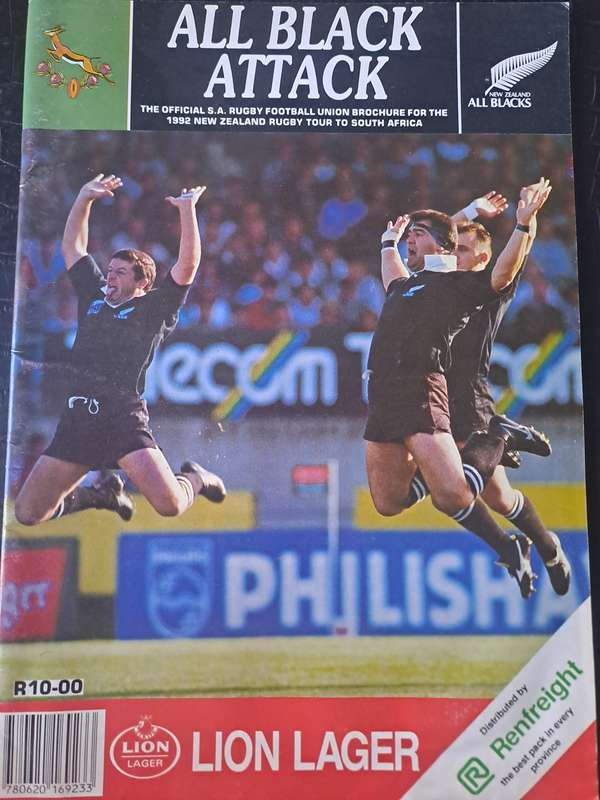 Rugby brochure. All Black tour to SA 1992. Pre-tour brochure