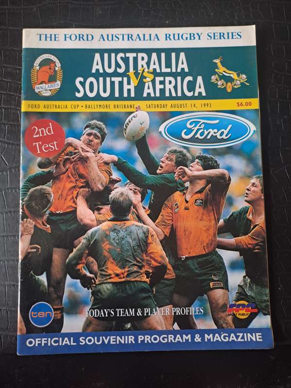 Rugby programme  Australia vs South Africa 14 August 1993 Brisbane