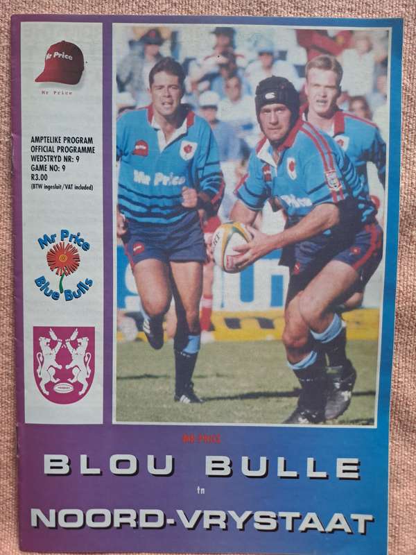 Rugby programme Blue Bulls v Northern Free State 26 July 1996 Pietersburg