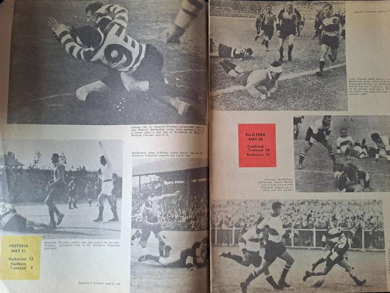 Rugby post-tour brochure Supplement to Personality. Barbarians to SA 1958. 14 pages of photos
