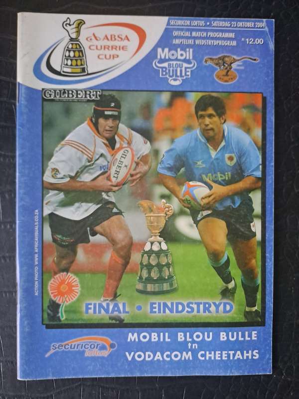 Rugby programme Northern Transvaal vs Cheetahs 23 Oct 2004 CURRIE CUP FINAL