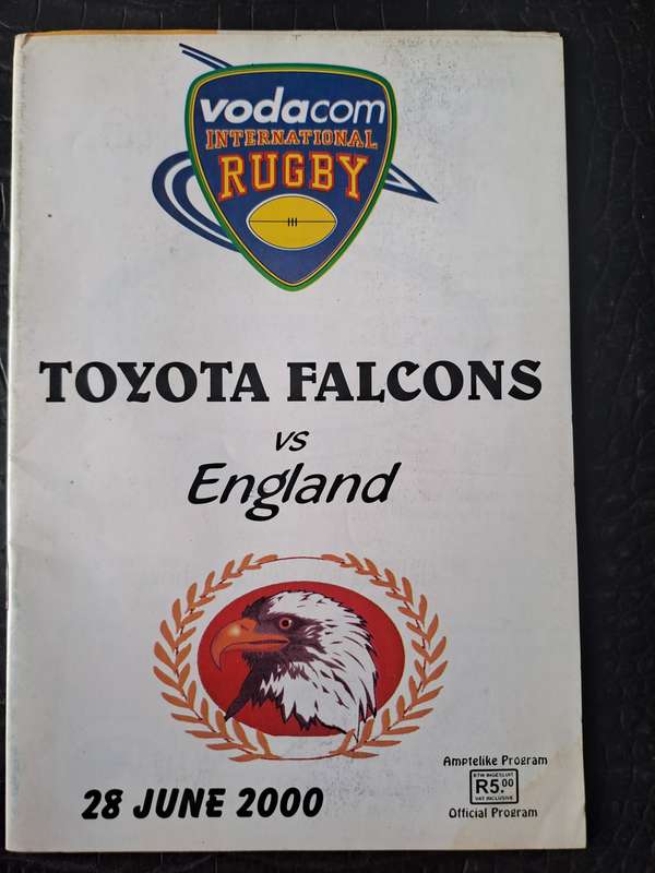Rugby programme Falcons v England 28 June 2000 Brakpan