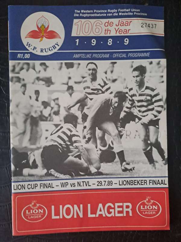 Rugby programme Western Province v Northern Transvaal 29 July 1989 LION CUP FINAL Newlands
