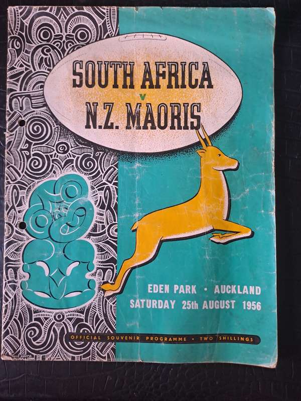 Rugby programme South Africa v NZ Maoris 25 August 1956 Eden Park