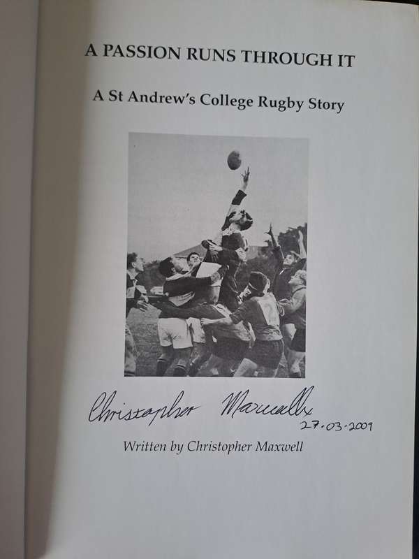 Rugby book. "A passion runs through it" s/c SIGNED