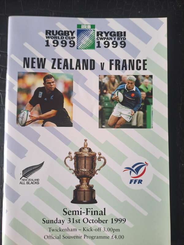 Rugby programme. New Zealand v France RWC 1999. Semi-final 31 Oct 1999 Twickenham