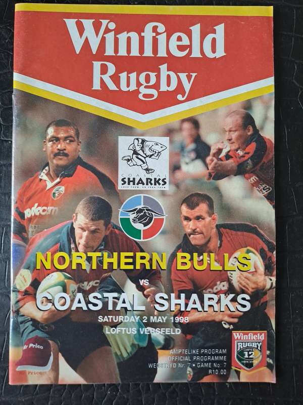 Rugby programme. Northern Bulls v Coastal Sharks Super 12 2 May 1998 Loftus Versfeld