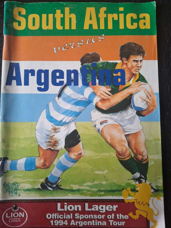 Rugby programme SA vs Argentina 15 Oct 1994 Ellis Park
