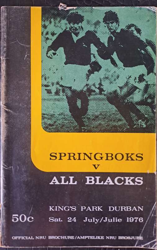Rugby programme South Africa v New Zealand 24 July 1976 Durban