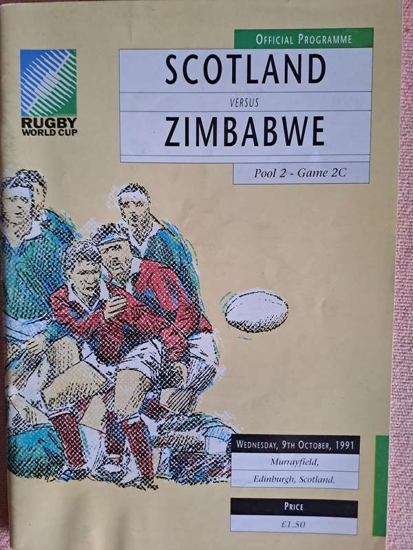 Rugby programme Scotland v Zimbabwe 9 October 1991 RWC