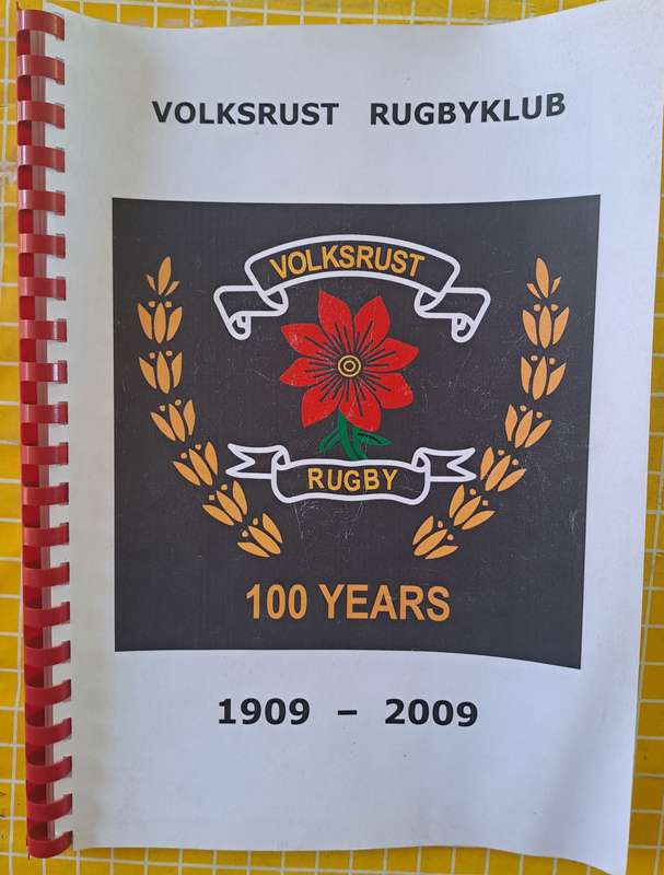 Rugby brochure. Ring-binded history of Volksrust Rugby Club
