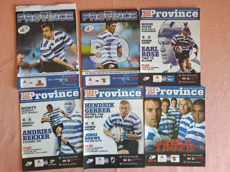 6 X Rugby programmes: WP/Stormers