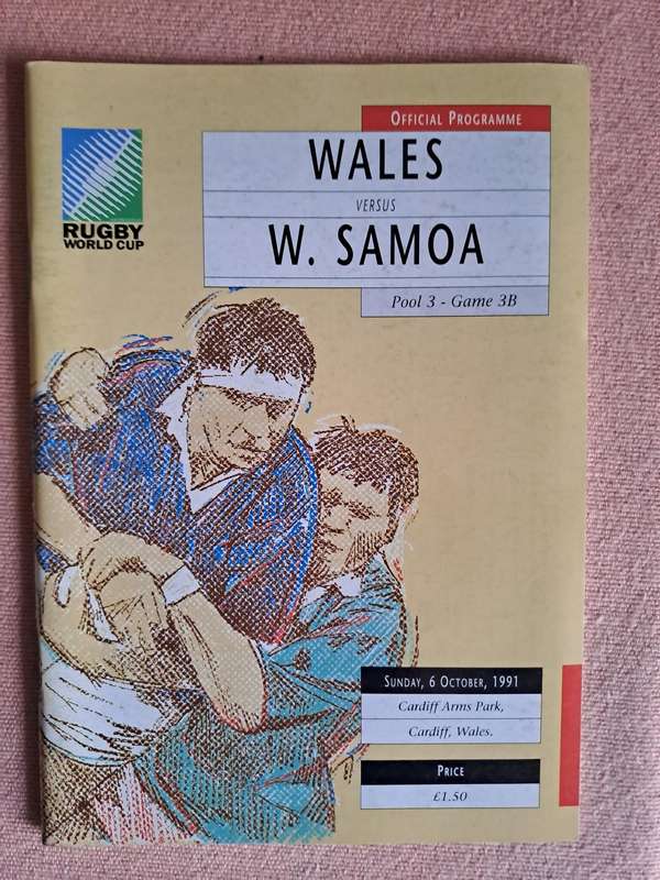 Rugby programme Wales v Western Samoa 6 October 1991 RWC