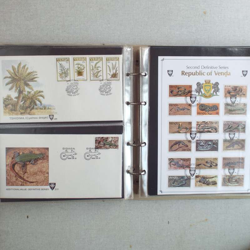 FDC Album - 20 Double-sided Album Pages - Includes Venda FDC's, Collectors Cards
