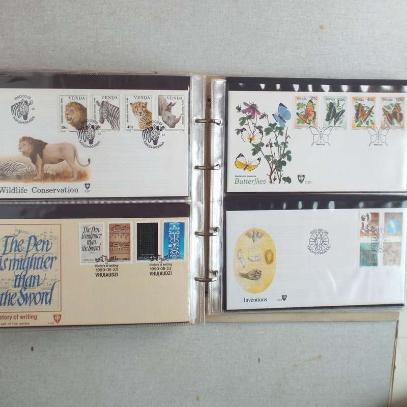 FDC Album - 20 Double-sided Album Pages - Includes Venda FDC's, Collectors Cards