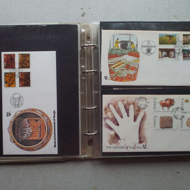 FDC Album - 20 Double-sided Album Pages - Includes Venda FDC's, Collectors Cards