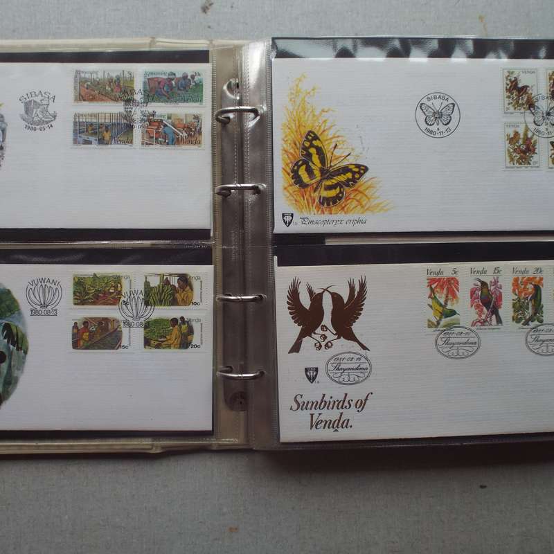 FDC Album - 20 Double-sided Album Pages - Includes Venda FDC's, Collectors Cards