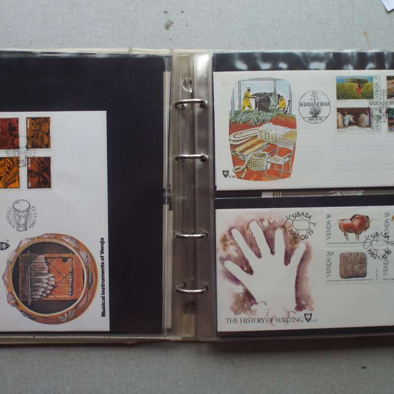 FDC Album - 20 Double-sided Album Pages - Includes Venda FDC's, Collectors Cards